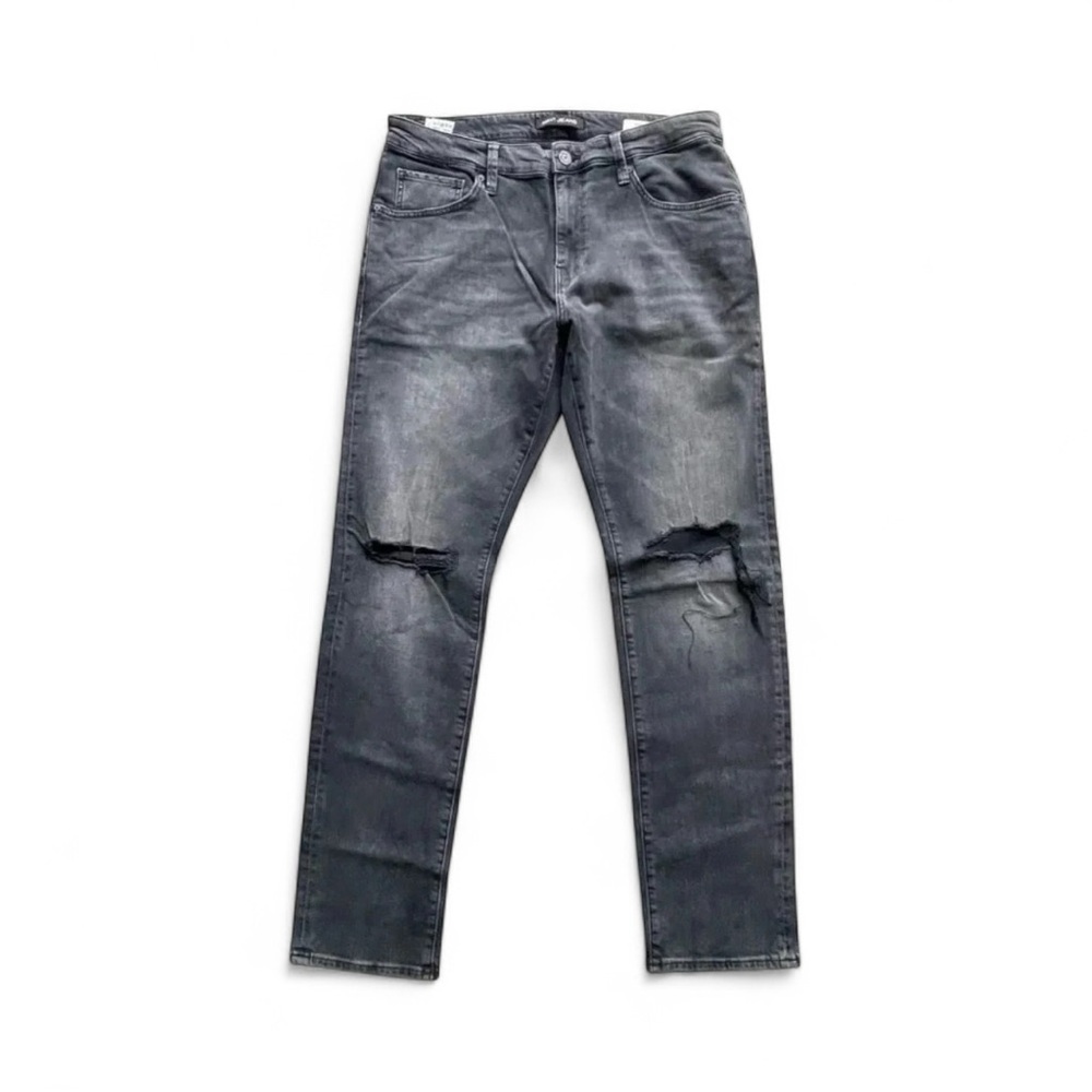 Mavi Jake Jeans Mens 36 x 34 Black Wash Slim Leg Distressed Jeans